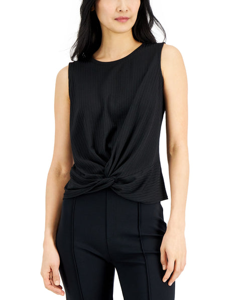Alfani Womens Ribbed Twist Front Sleeveless Top